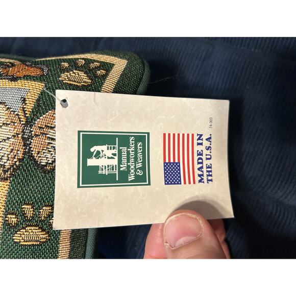 Vintage Cat Tapestry Pillow Happiness Is Being Owned By A Cat 11X8 New Cottage - Picture 4 of 8